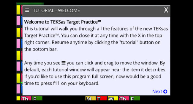 Screenshot of the welcome screen for the onscreen tutorial